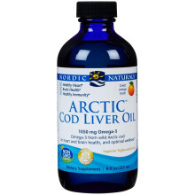 Huile de foie de morue Arctic 8 fl oz (237 ml) Goût d'orange Nordic Naturals