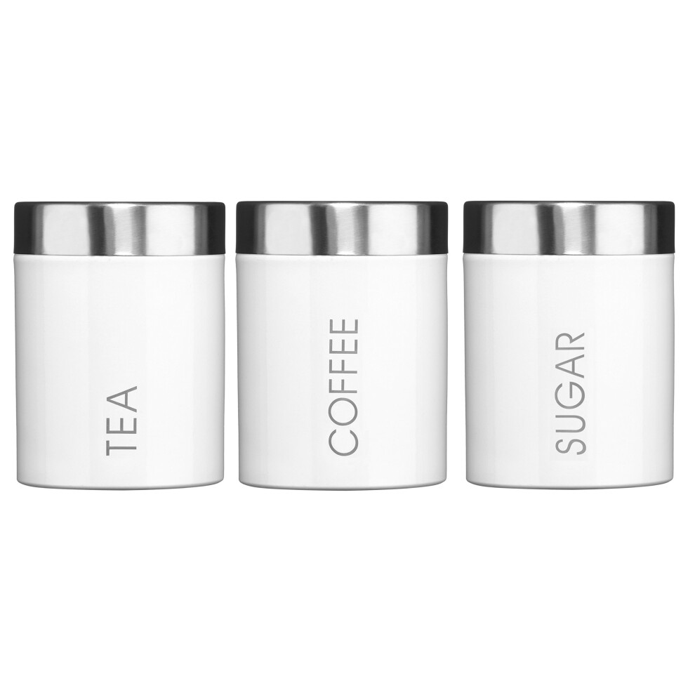 Premier Housewares Liberty Tea, Coffee and Sugar Canisters - Set of 3, White