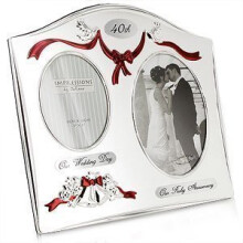 Juliana Photo Frame 2 Tone Silver Plated Double Wedding Anniversary - 40th Ruby FS55040