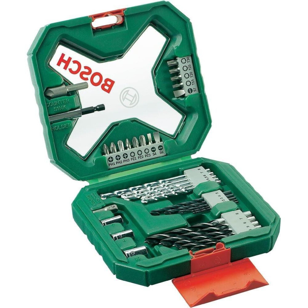 Bosch 2607010608 X-Line Classic Drill and Screwdriver Bit Set, 34 Pieces