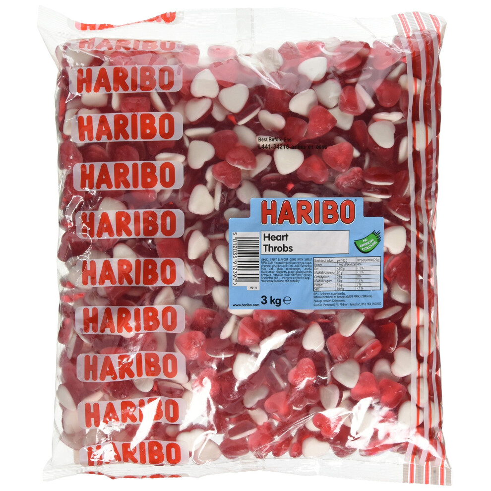 Haribo Hearts Heart Throb Sweets, bulk bag sweets, 3kg