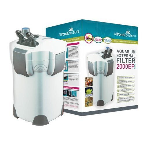All Pond Solutions Aquarium External Fish Tank Filter 2000L/H Plus 9W UV Light Free 2000 EF Plus Filter Media
