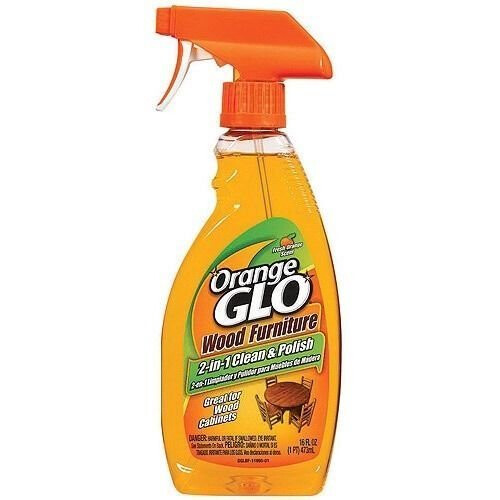 Orange Glo Wood Furniture 2 in 1 Clean & Polish Spray Bottle 473ml and Ultra Plush Microfiber Cloth