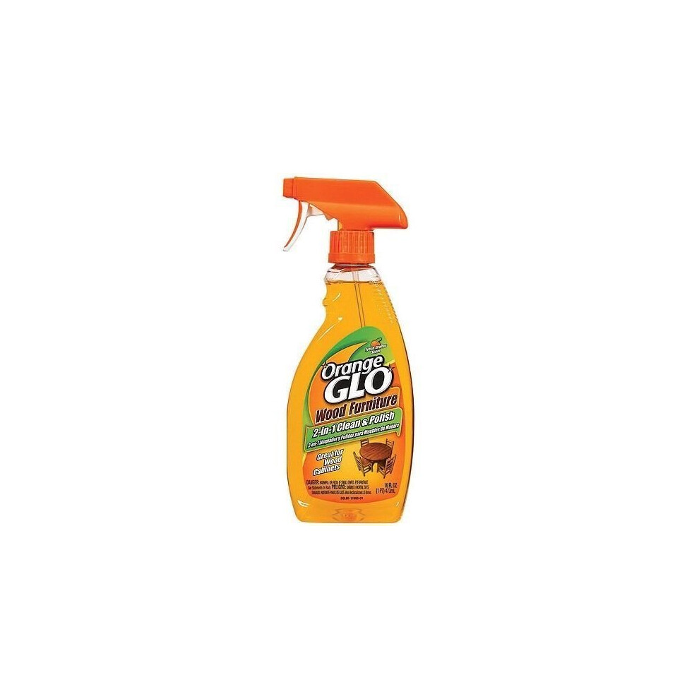 Orange Glo Wood Furniture 2 in 1 Clean & Polish Spray Bottle 473ml and Ultra Plush Microfiber Cloth