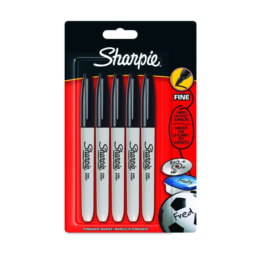 Sharpie Fine Point Permanent Marker - Black, Pack of 5 (Packaging May Vary)