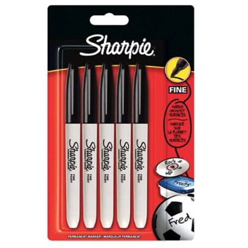 Sharpie Sharpie Fine Point Permanent Marker - Black, Pack of 5 (Packaging May Vary) 1