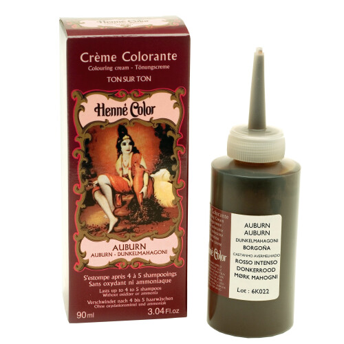 Henne Color Auburn Henna Hair Colouring Cream 90 ml - Enhances Natural Color, Adds Shine & Volume, Blends Grey, Plant Extracts (NJD-LHAU3)