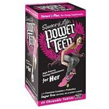 NaturesPlus, Source of Life, Power Teen, Für Sie, Zuckerfrei, Natürliche Wildbeere, 60 Kautabletten