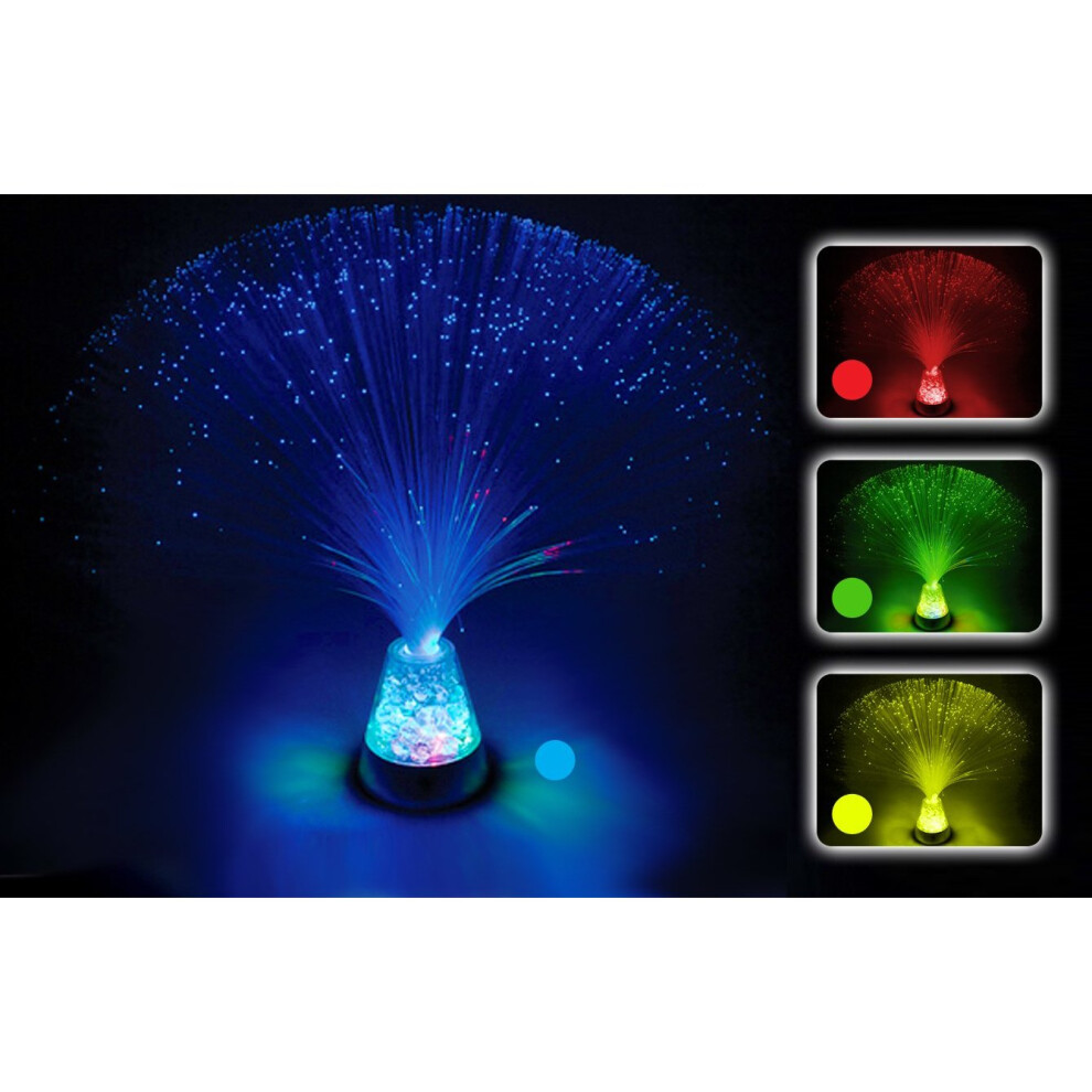 Playlearn Fibre Optic Colour Changing Lamp, Crystal Filled Base - 4 Colours Battery Operated, For Kids, Adults - 13 Inch  Mood Novelty Lamp Bedroom...