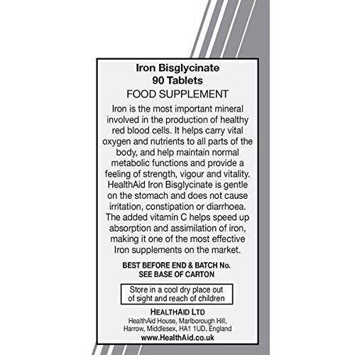 HealthAid Iron Bisglycinate - 90 Vegetarian Tablets 2