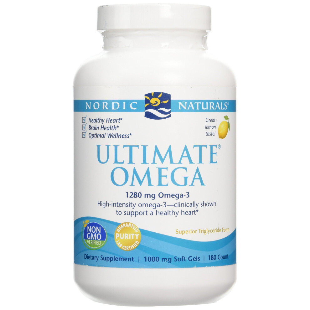 Nordic Naturals Ultimate Omega Lemon Flavour - 180 Gels Mous - 1280 Mg Omega-3 - Huile De Poisson Om Ga-3 Haute Puissance Avec Epa Et Dha - Fav-image