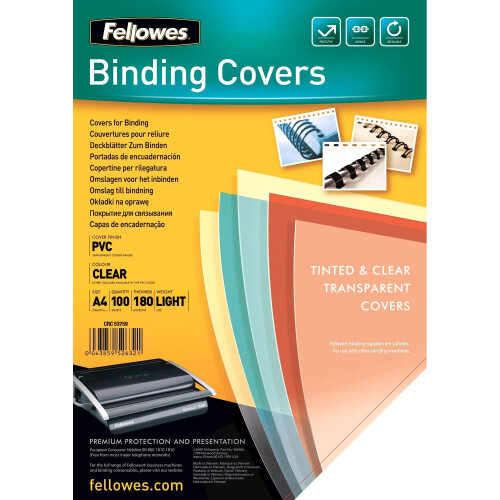 Fellowes Fellowes PVC Presentation Covers 180 Micron Clear