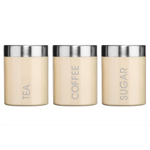 Premier Housewares Liberty Tea, Coffee and Sugar Canisters - Set of 3, Cream