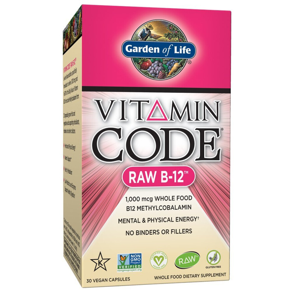 Garden-Of-Life Garden Of Life Vegan Vitamin B12 1000 Mcg - Vitamin Code Raw B12 Whole Food Supplement, 30 Capsules