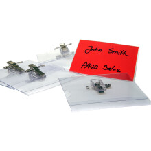 PAVO Premium 54 x 90 mm"Combi Clip" Visitor Name Badge (Pack of 50)