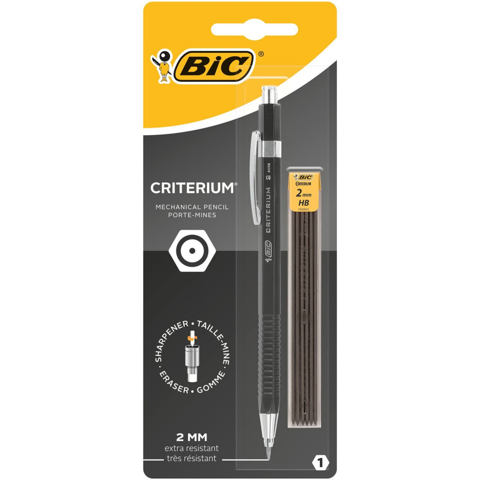 BIC Criterium 2mm Lead Mechanical Pencil - Assorted (Pack of 1, Plus 6 Leads)