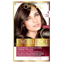 L'Oreal Excellence Permanent Hair Colour 4 Natural Dark Brown - 100% Grey Coverage, 85% Less Breakage, Rich Long-Lasting Colour (C-2143428)