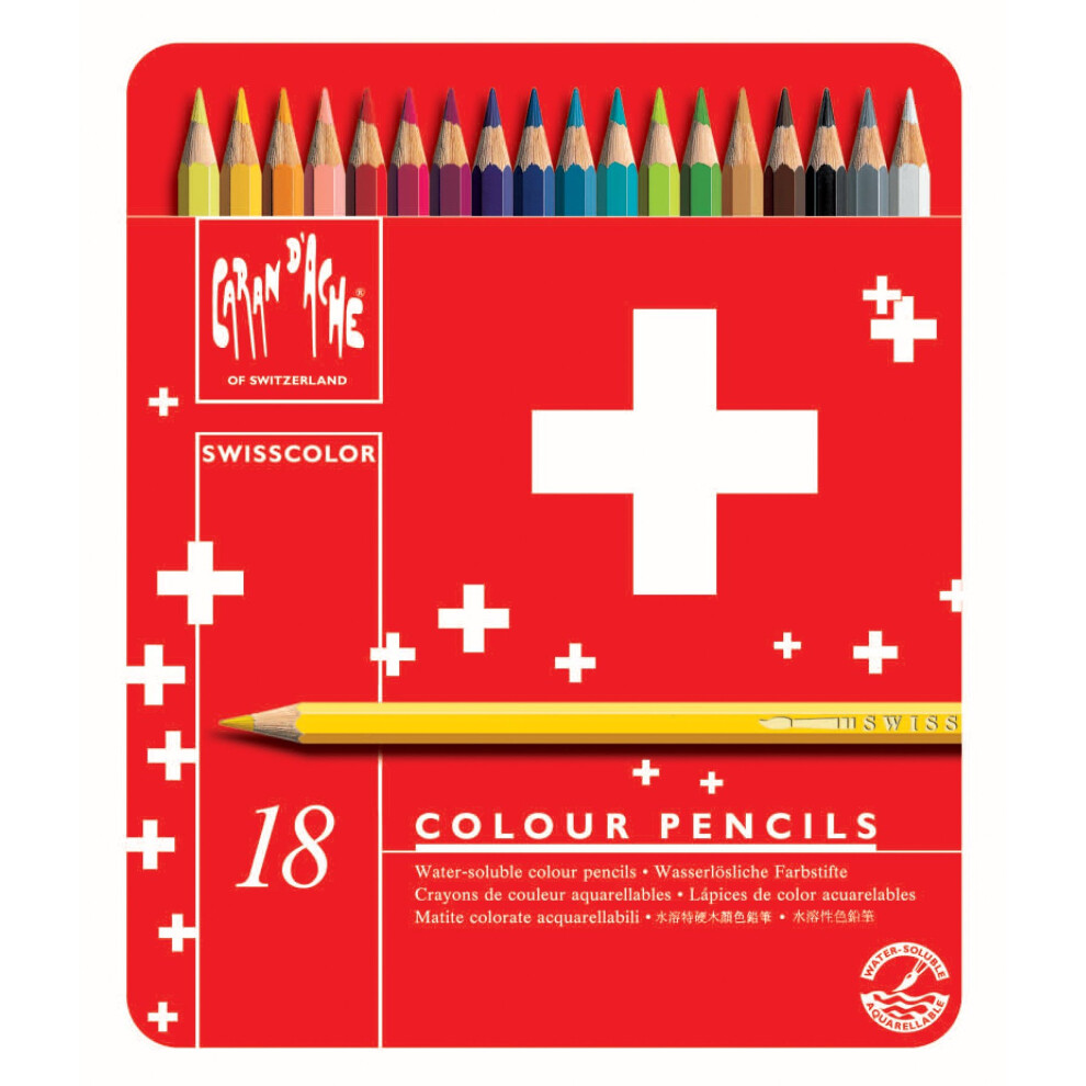 Caran D'ache Swisscolor Colour Pencils in Metal Box (Pack of 18)