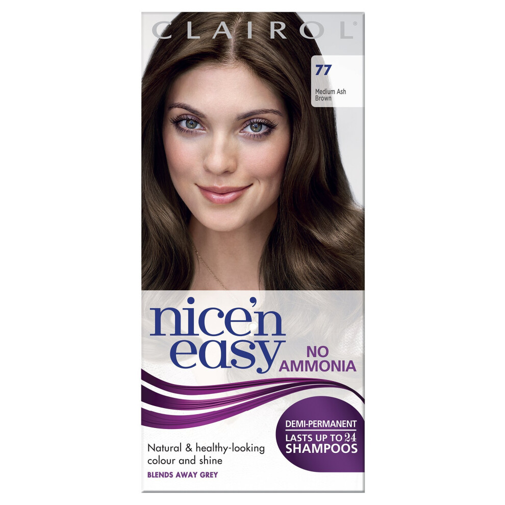 Clairol Nice'n Easy Semi-Permanent Hair Dye No Ammonia 77 Medium Ash Brown