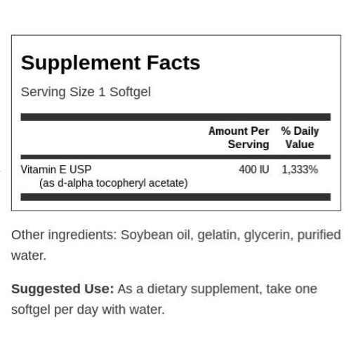 Swanson, Vitamine E, 400 UI, 100 Gélules Souples 2