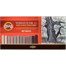 KOH-I-NOOR TOISON D'OR 8592 Artist's Soft Pastels - Grey (Pack of 12)