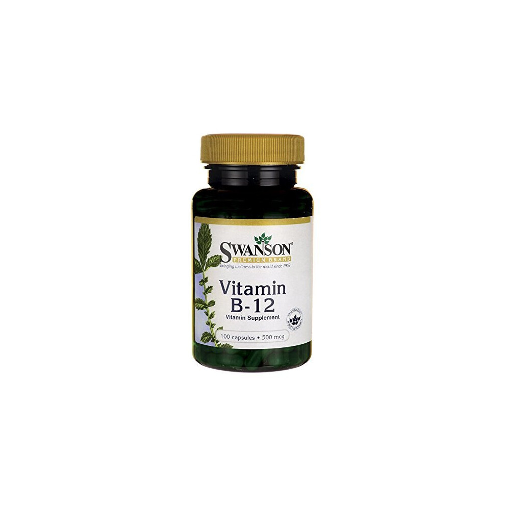 Swanson Vitamin B12 500Mcg - 100 Capsules (Sw030) Supports Energy, Rbc Formation & Heart Health