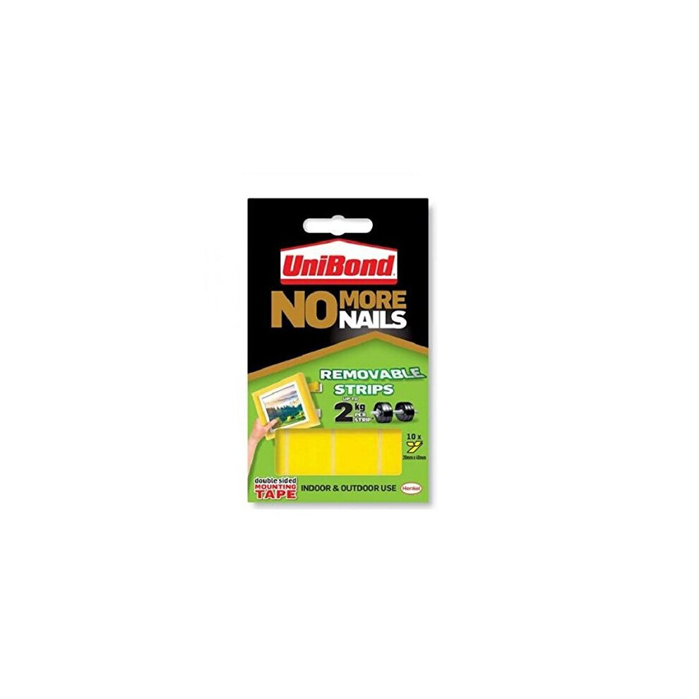 Unibond UNI781739 No More Nails Strip Ultra-strong Removable Translucent - Pack of 10