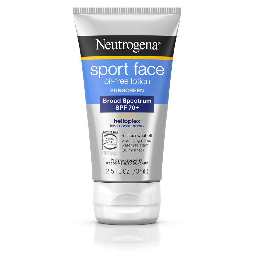 Neutrogena Sport Face SPF70+ 73ml Tube, Helioplex Sunscreen - Sweatproof & Waterproof, Oil-Free, PABA-Free (NG87025)