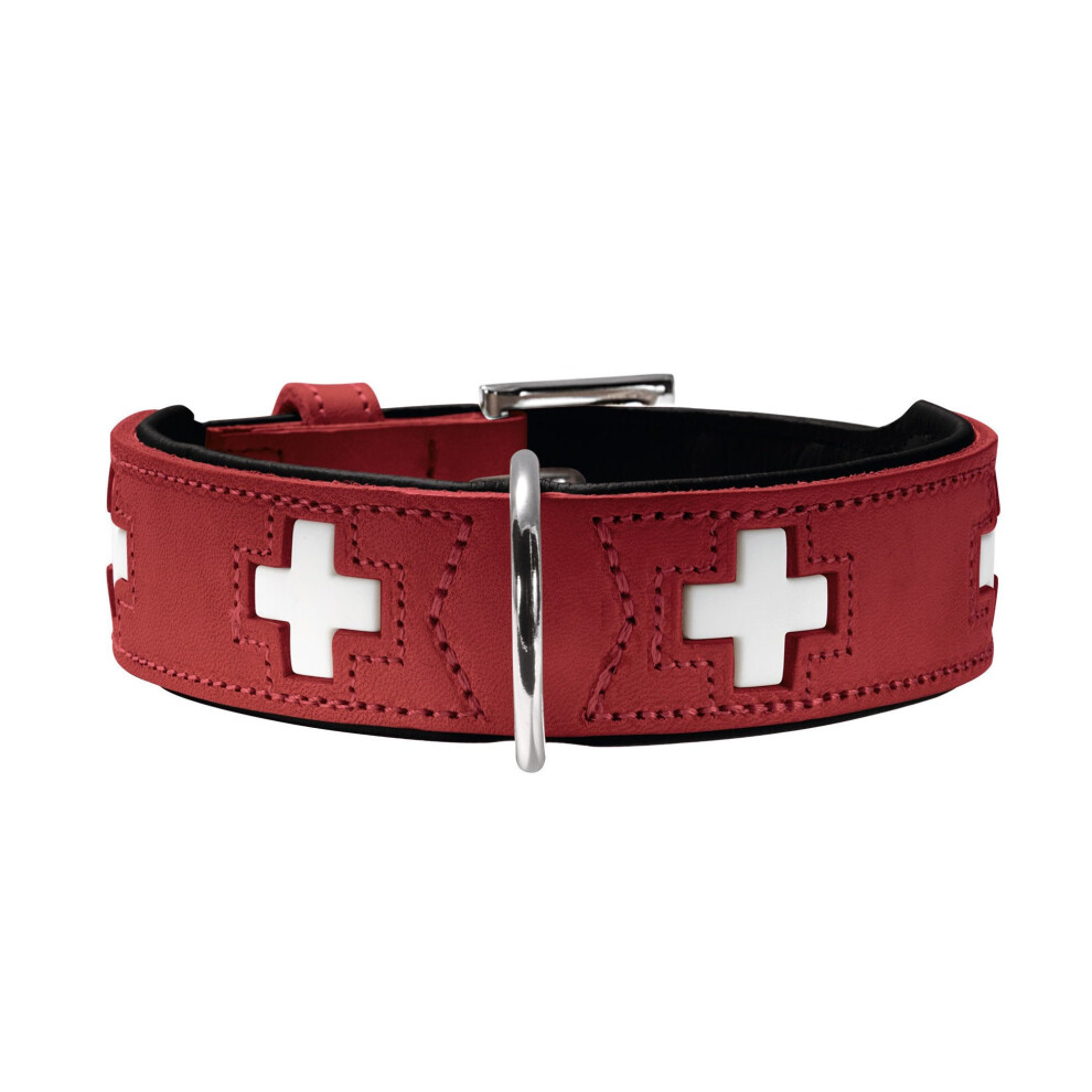 HUNTER Collar Swiss 75 Organic Leather, XXX-Large, 61 - 68 5 cm, Red/Black