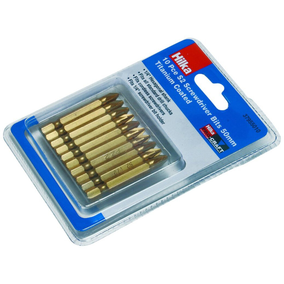 Hilka 37955010 50mm Titanium Coated Pozi Screwdriver Bit Set