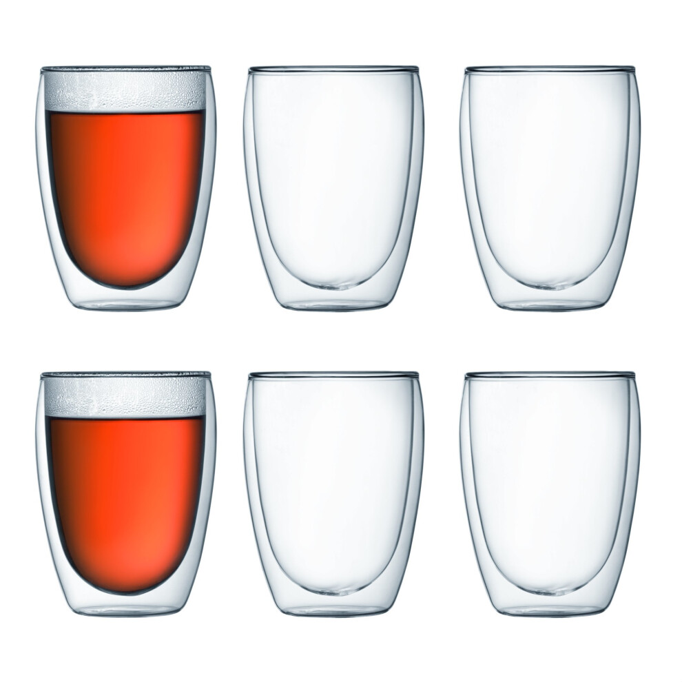 Bodum 4559-10-12 PAVINA Double Walled Thermo Glasses, 0.35 L, 12 oz, Set of 6 - Transparent