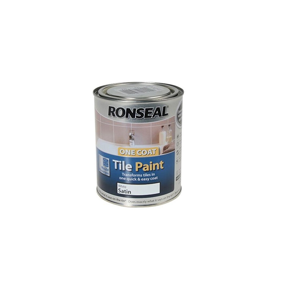 Ronseal One Coat Tile Paint White Satin 750ml