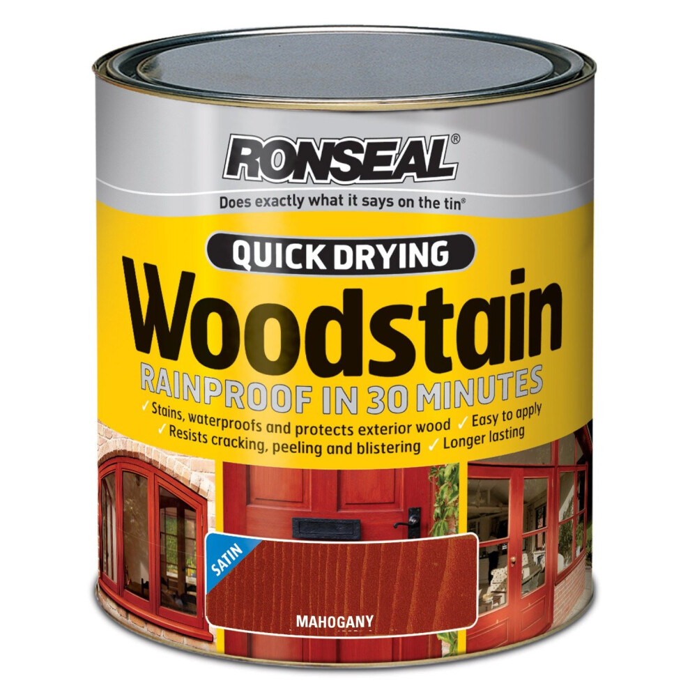 Ronseal Quick Dry Woodstain Satin - Mahogany 750Ml