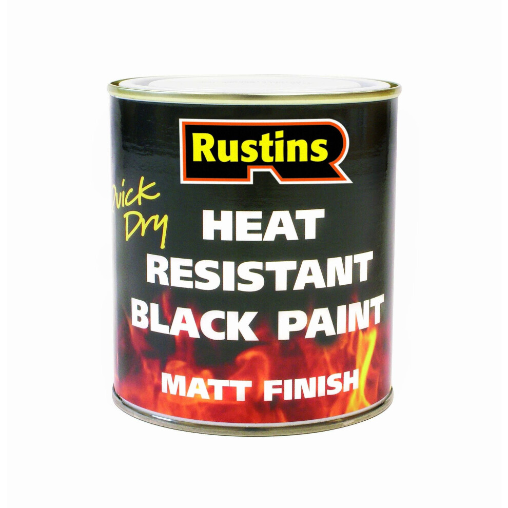 Rustins HRMB250 250ml Heat Resistant Paint - Black