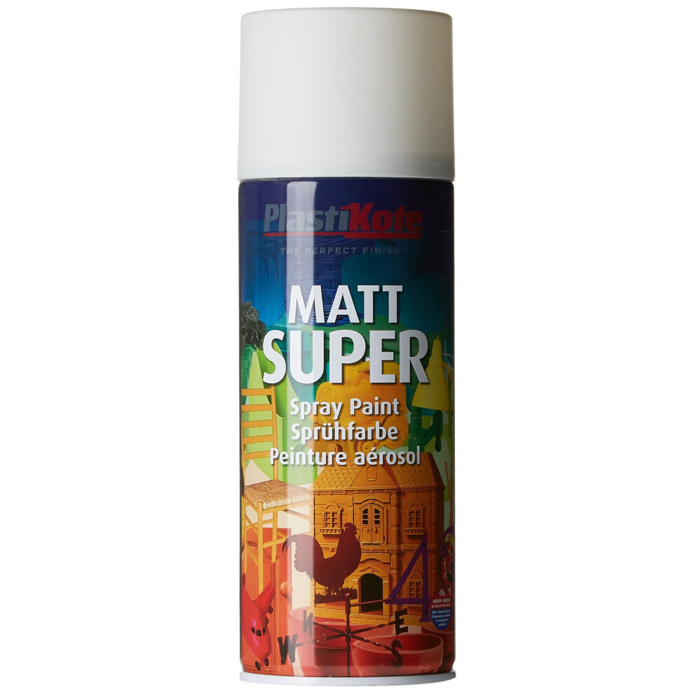 Plasti-kote 3100SE 400ml Super Matt Spray Paint - White
