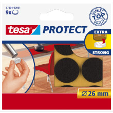 tesa UK Protect Anti Scratch Self Adhesive Felt, 26 mm - Brown, 9 Pads