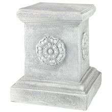 Design Toscano English Rosette Sculptural Garden Plinth Base Riser, Large 33 cm, Polyresin, Antique Stone