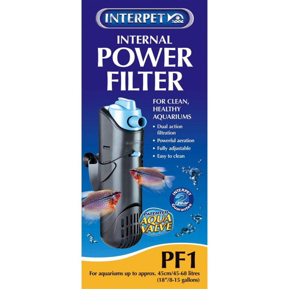 Interpet Internal Aquarium Power Filter for Fish Tanks, PF1