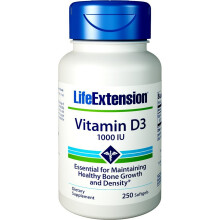 Life Extension, Vitamin D3, 25 mcg (1.000 IE), 250 Softgels