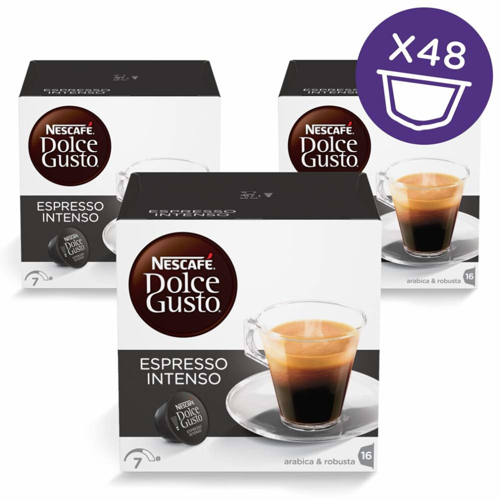 NESCAFÃ Dolce Gusto Espresso Intenso, Pack of 3 (Total 48 Capsules, 48 servings)