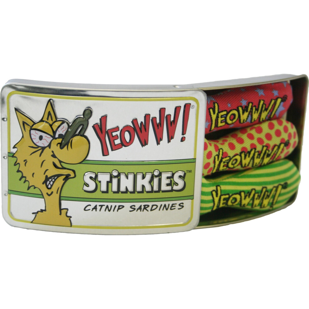 YEOWWW Tin Of Stinkies in a Sardine Tin Cat Toy, Pack of 3