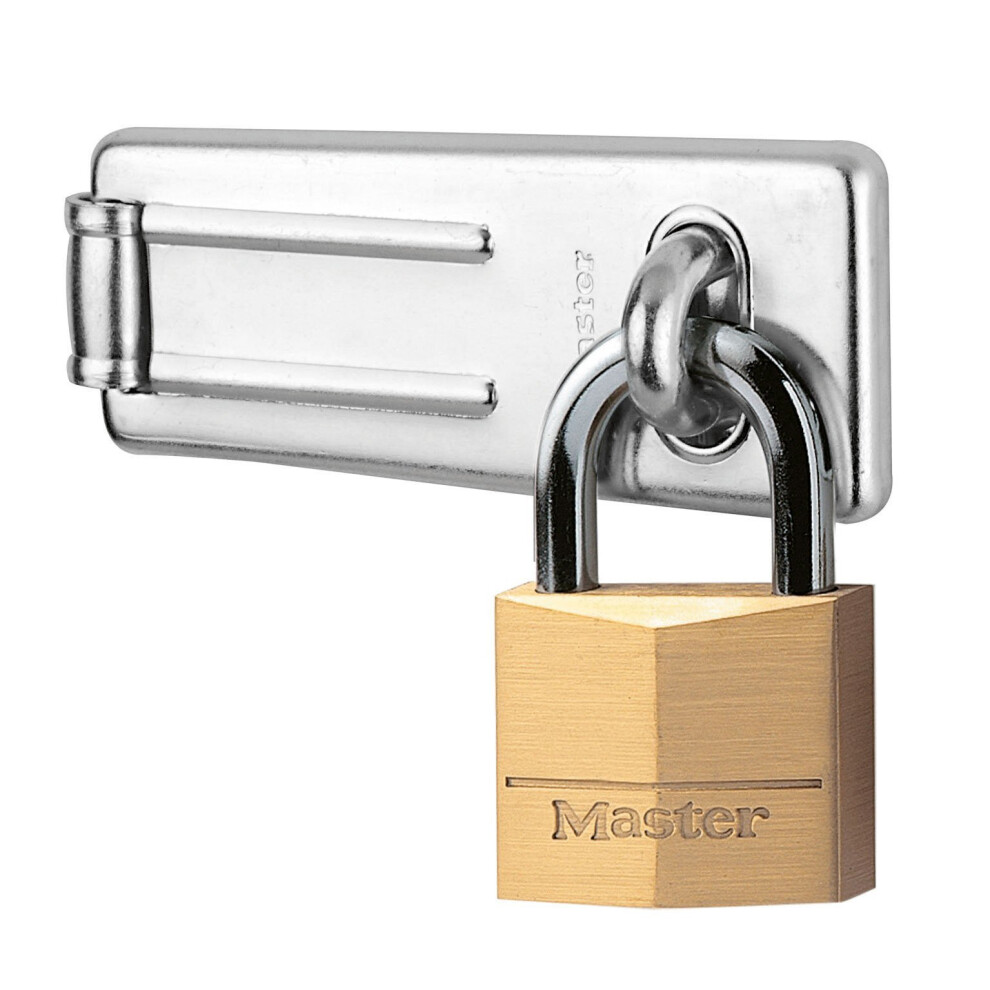 Master Lock Padlock, Laminated Steel Padlock with Hasp, Key Lock, Best Used as a Gate Lock, Shed Lock, Cabinet Lock and More