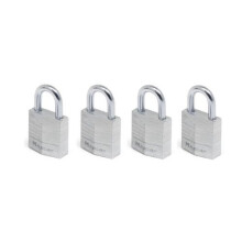 Master Lock Padlock, Solid Aluminum Body Lock, Keyed Alike, Best Used for Backpacks, Luggage, Computer Bags and More (Pack of 4)