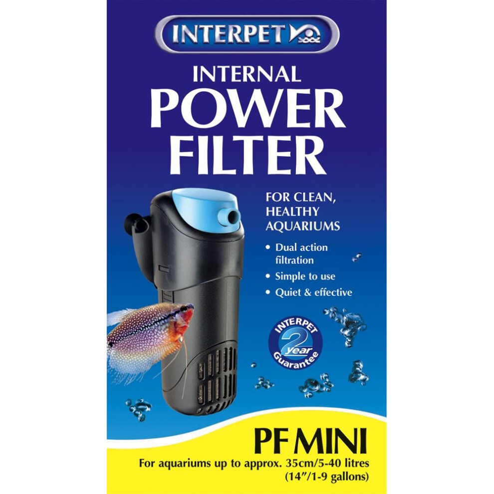 Interpet 2200 Internal Aquarium Power Filter PF Mini for Fish Tanks - Black/Blue