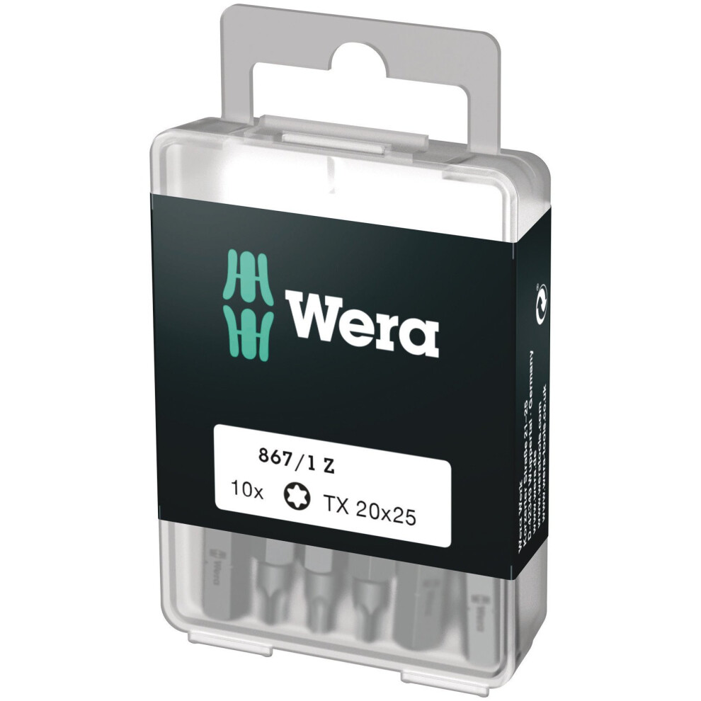 Wera 05072408001 Torx Extra-Tough Bits 867/1 Z TX20 x 25 mm, Pack of 10