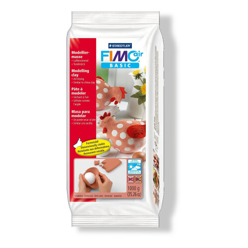 Staedtler Modelliermasse - FIMO - air BASIC - Lufttrocknend - 1.000g - 97% natürliche Materialien