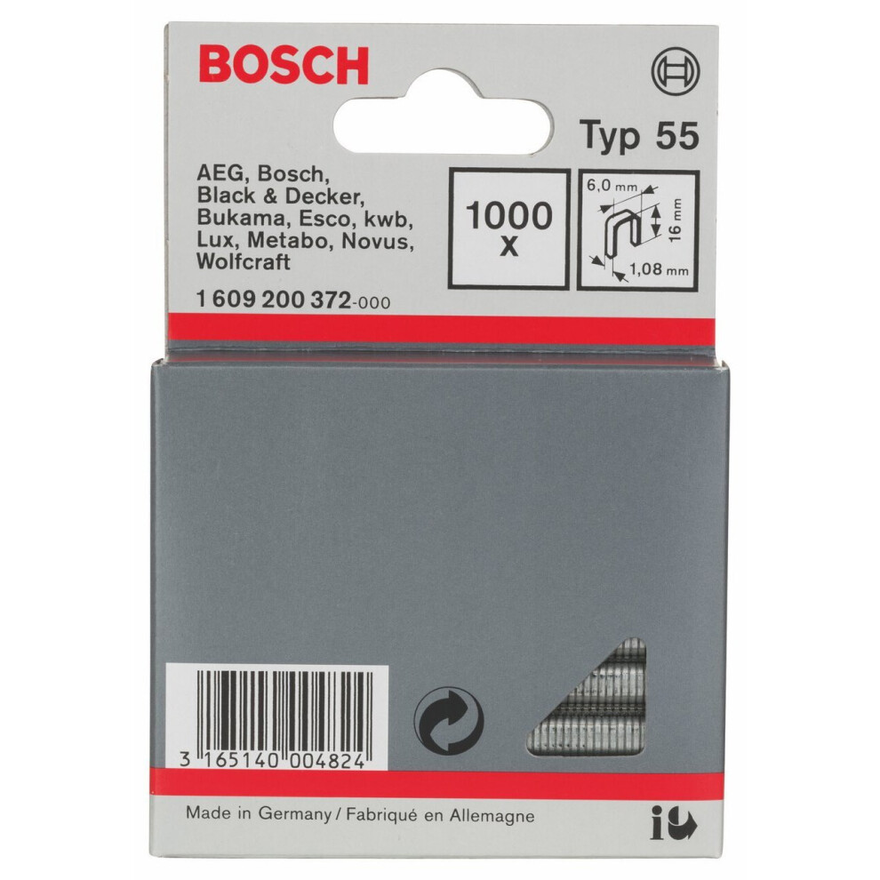 Bosch 1609200372 60 x 108 x 16 mm Type 55 Black Staples