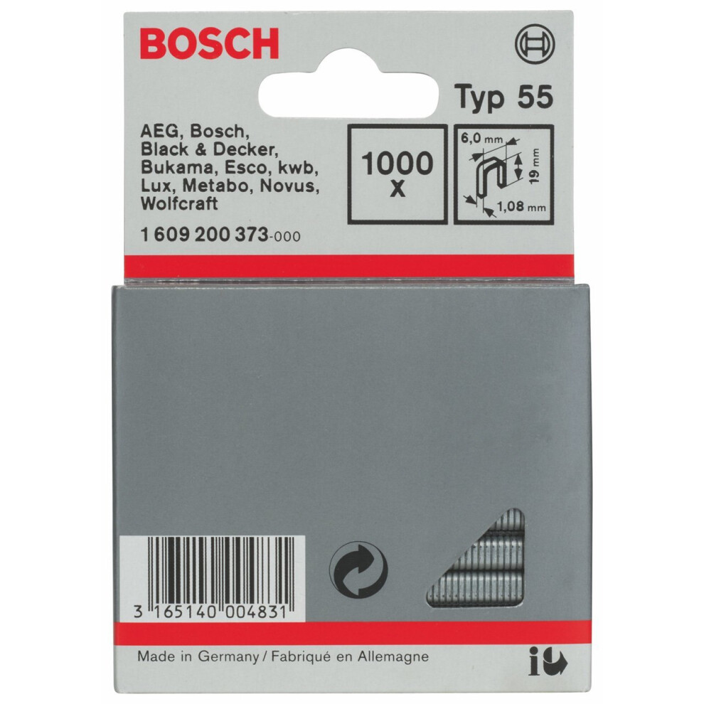 Bosch 1609200373 60 x 108 x 19 mm Type 55 Black Staples