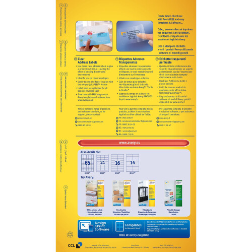 Avery J8560-10 Self-Adhesive Address/Mailing Labels, 21 Labels per A4 Sheet 1