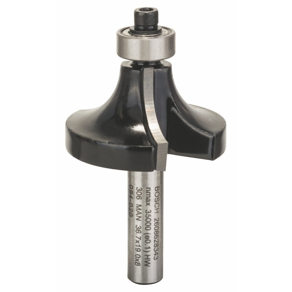 Bosch 2608628343 Rounding Router Bit, 0 V, Silver, 8 x 36.7 x 60 mm